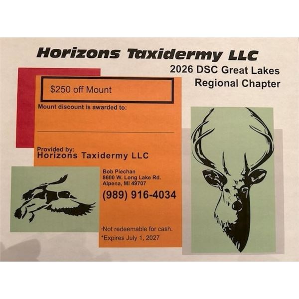 Horizons Taxidermy $250 Gift Certificate