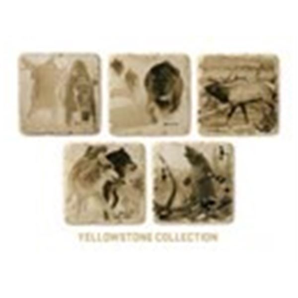 Banovich "Yellowston" Collection -Italian Marble Coasters- Limited Edition In wood box