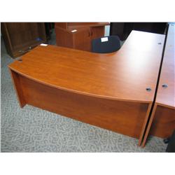 Cherry L-shape Bow Front Executive Desk