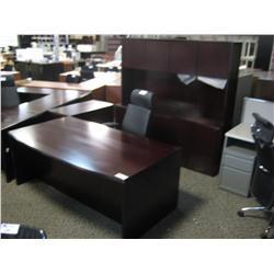 Mahogany Bow Front Executive Desk, Credenza &