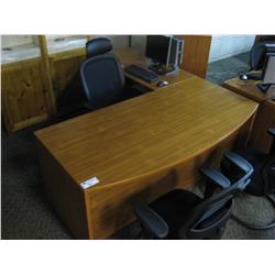 Cherry L-Shaped Executive Desk