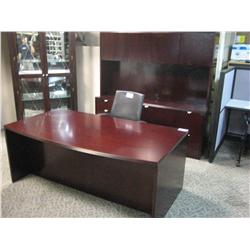 Mahogany Double Pedestal Bow Front Executive Desk