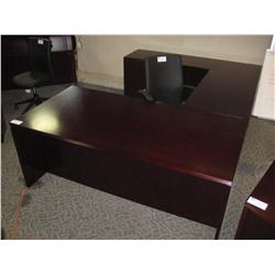 Mahogany U-Shaped Executive Desk