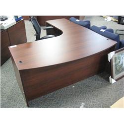 Mahogany Bow Front L-Shaped Executive Desk