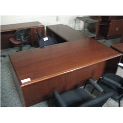 Mahogany L-shape Executive Desk W/credenza &