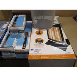 Radiant Heater, Misc Light Bulbs & Garbage Cans