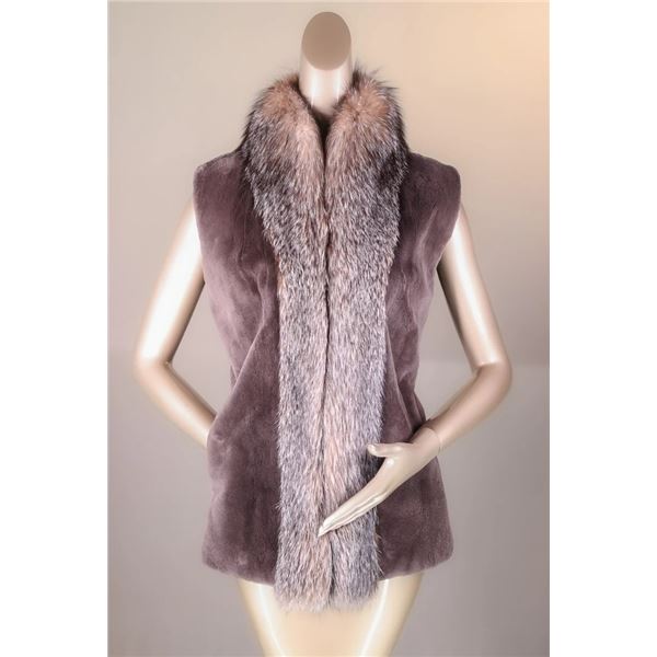 Sheared Beaver with Fox Tuxedo Vest