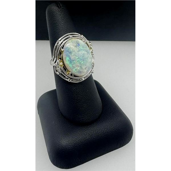 Australian Opal & Diamond Ring