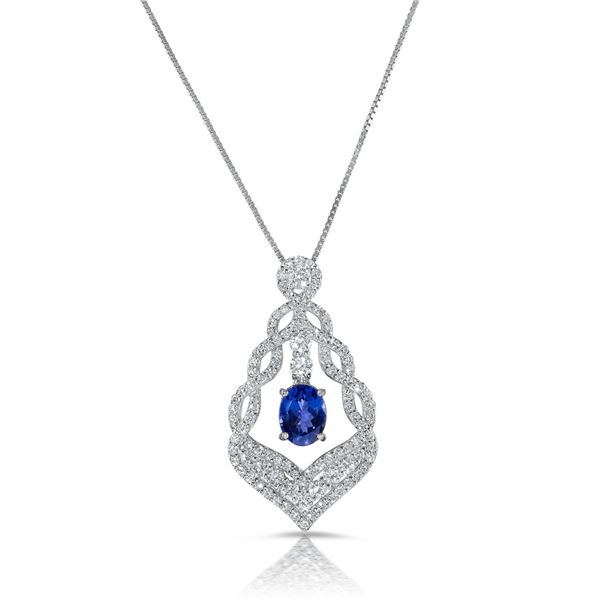 Natural Tanzanite and Dimond Pendant