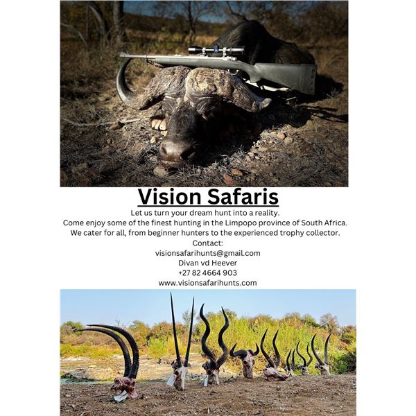 Vision Safaris Buffalo cow Hunt Package for Two