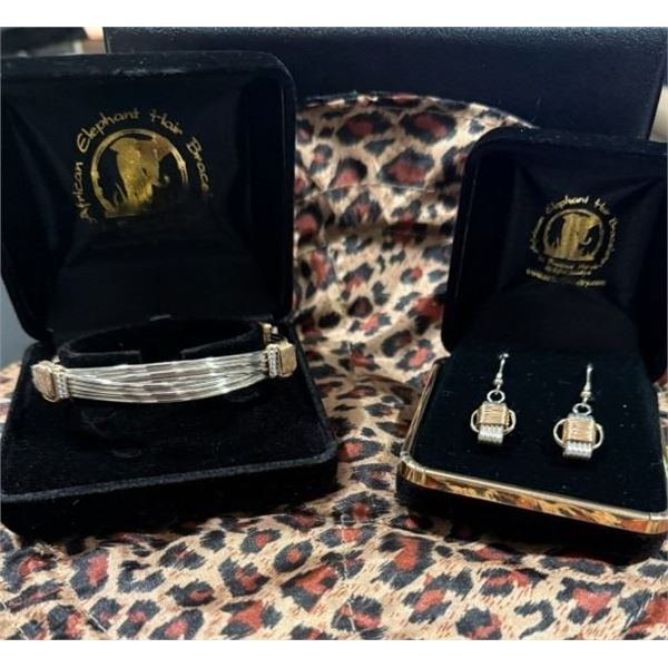 Safari Jewelry - African Elephant Hair Bracelet and Earrings