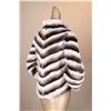 Image 3 : Fully Reversable 24-inch-long Chinchilla REX Rabbit chevron-paneled jacket by Alaska Fur Gallery