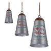 Image 1 : Sliver Metal Christmas Bell Set, Vintage Giant Harmony Rustic Decorative Cowbells Set of 3, On Jute 