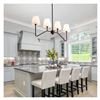 Image 1 : 4-Light Chandelier with Black Frame and White Shades