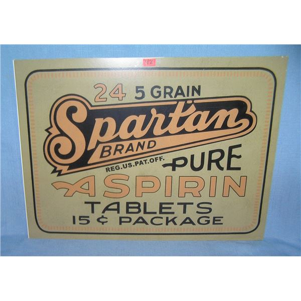 Spartan Brand Aspirin retro style advertising sign