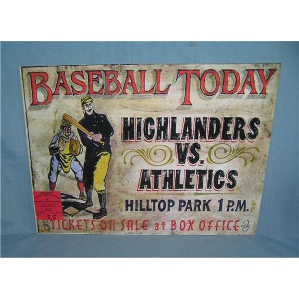 Baseball Today Highlanders Vs. Athletics retro style  sign