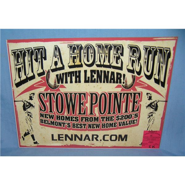 Hit a Home Run with Lennar retro style sign