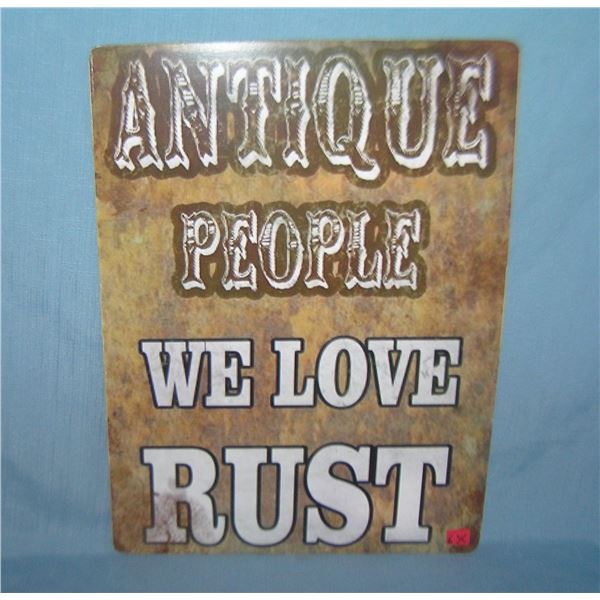Antique people we love rust retro style advertising sign