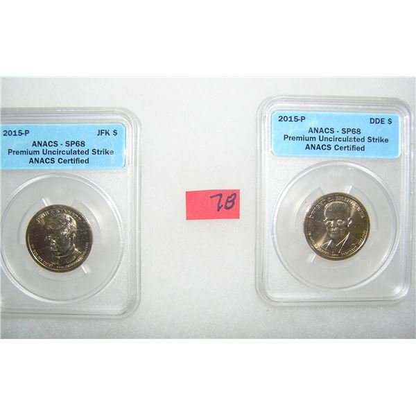 Pair of graded uncirculated Golden Dollar Presedential coins