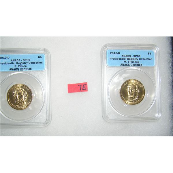 Pair of graded uncirculated Golden Dollar Presedential coins
