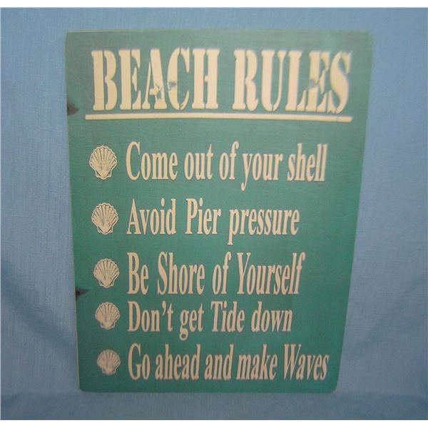 Beach Rules display sign Great for beach house and or man cave