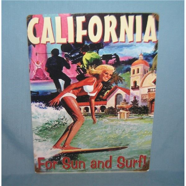 California for sun and surf retro style advertising sign