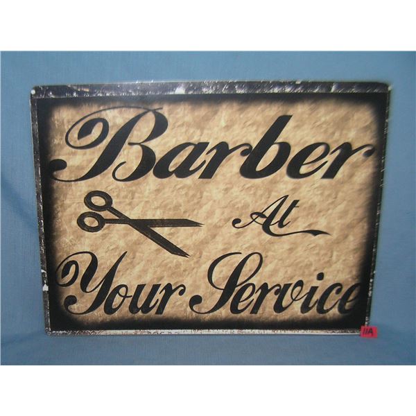 Barber at your service 12 by 16 inches retro style sign