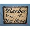 Image 1 : Barber at your service 12 by 16 inches retro style sign