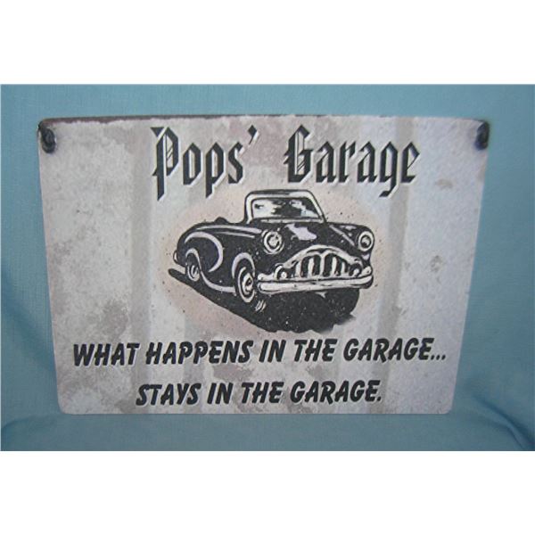 Pop's Garage retro style advertising sign