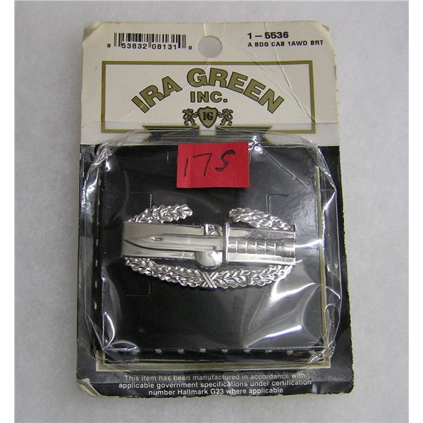 Combat action badge silver mint on card