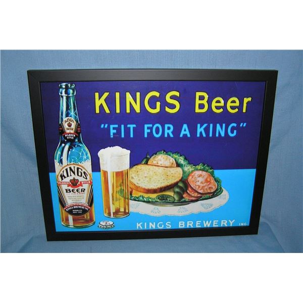 Kings Beer fit for a king framed advertising sign