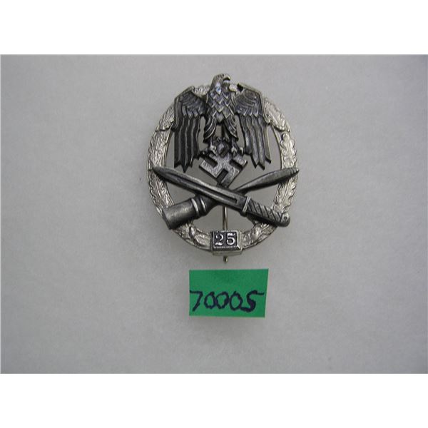 German assault badge for 25 actions WWII style