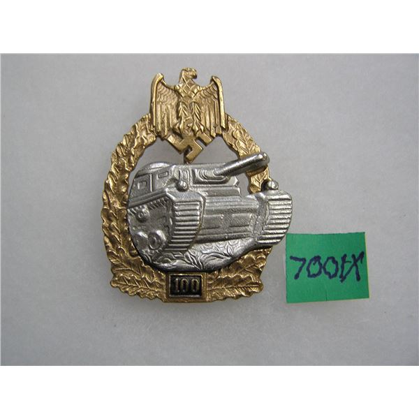German Army tank battle badge 100 actions WWII style