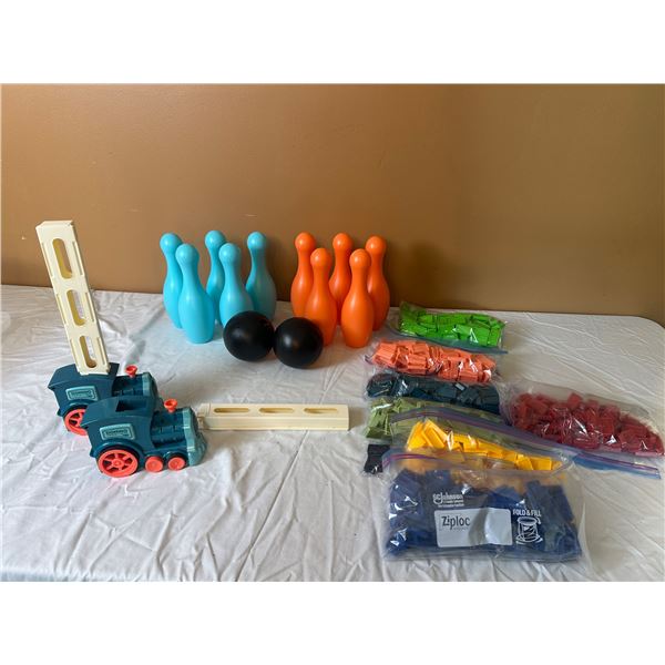 Domino Train Blocks Set and Bowling Toys