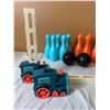 Image 2 : Domino Train Blocks Set and Bowling Toys