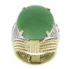 Image 6 : 14K TT Gold Oval Cabochon Jade w/ 0.60 ctw Diamond Twisted Wire Cocktail Ring