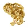 Image 3 : 18K Yellow Gold Ruby & Diamond Detailed Textured Baby Gorilla Monkey Brooch Pin