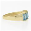 Image 3 : Solid 14K Yellow Gold 3 ctw Prong Set Emerald Cut Blue Topaz Stackable Band Ring
