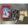 Image 1 : BASKET WITH PEELER, MASHER KITCHEN UTENCILS, DRAIN PLUGS, PIZZA CUTTER, BAG CLIPS AND MORE