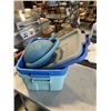 Image 2 : TWO RUBBERMAID TOTES AND WATERING JUG