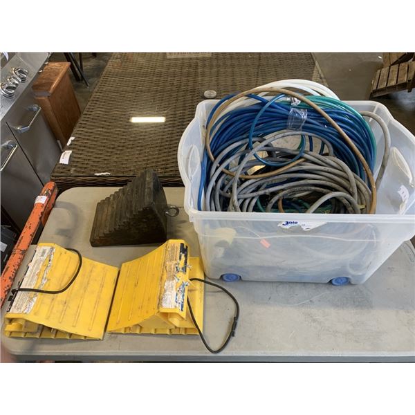 BIN WITH AIR HOSE AND WHEEL CHOCKS