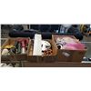 Image 1 : 3 BOXES OF ELECTRICAL ITEMS, WORK LIGHT, FLASH LIGHTS, SAW BLADE CLOCK ETC.