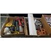 Image 2 : 3 BOXES OF ELECTRICAL ITEMS, WORK LIGHT, FLASH LIGHTS, SAW BLADE CLOCK ETC.