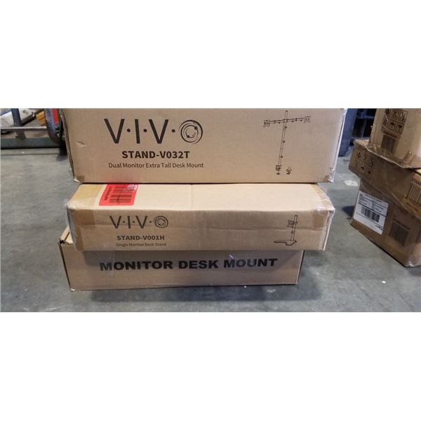 VIVO DUAL MONITOR  ADJUSTABLE DESK MOUNT, SINGLE MOINTOR DESK STAND, AND DUAL MONITOR DESK MOUNT