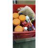 Image 3 : CONTAINER OF ASSORTED AUTOMOTIVE CLEANERS, AND TOTE OF EMERGENCY LIGHTS, AUTOMOTIVE LIGHTS AND WIRIN