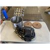 Image 1 : STAINLESS POT, 2 WEIGHTS, TOOL BELT, AND ROSTER