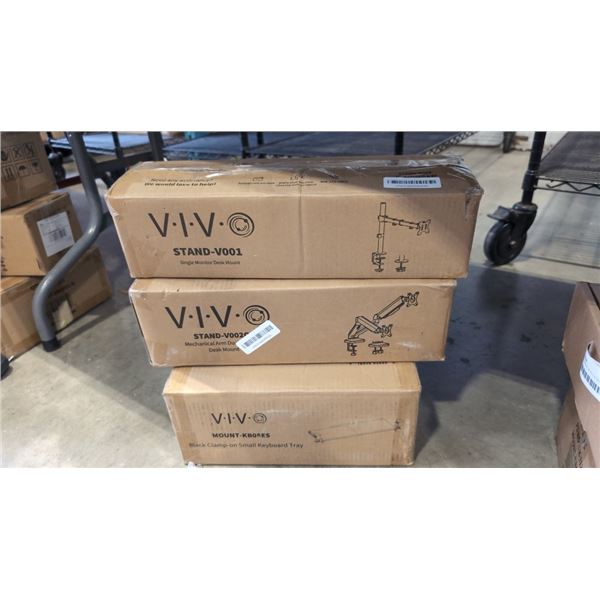 VIVO DUAL MONITOR ADJUSTABLE DESK MOUNT, SINGLE MONITOR DESK MOUNT, AND KEYBOARD TRAY
