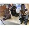 Image 1 : COWBOY BOOTS, SIZE 10.5, 10, 9 AND STEEL TOED BOOTS SIZE 9.5