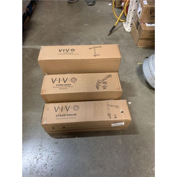 VIVO DUAL MONITOR DESK STAND, DUAL MONITOR ADJUSTABLE AND SINGLE MONITOR DESK STAND