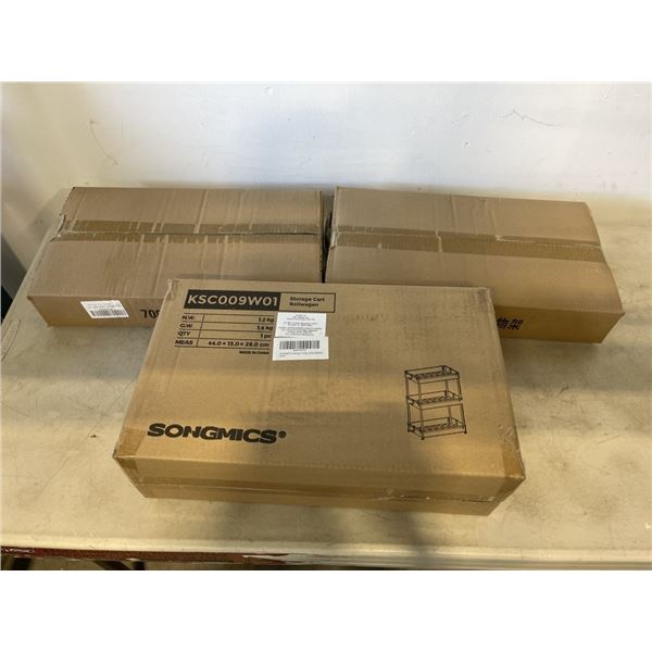 SONGMICS TROLLEY CART AND TWO PLASTIC TWO TIER SHELVES